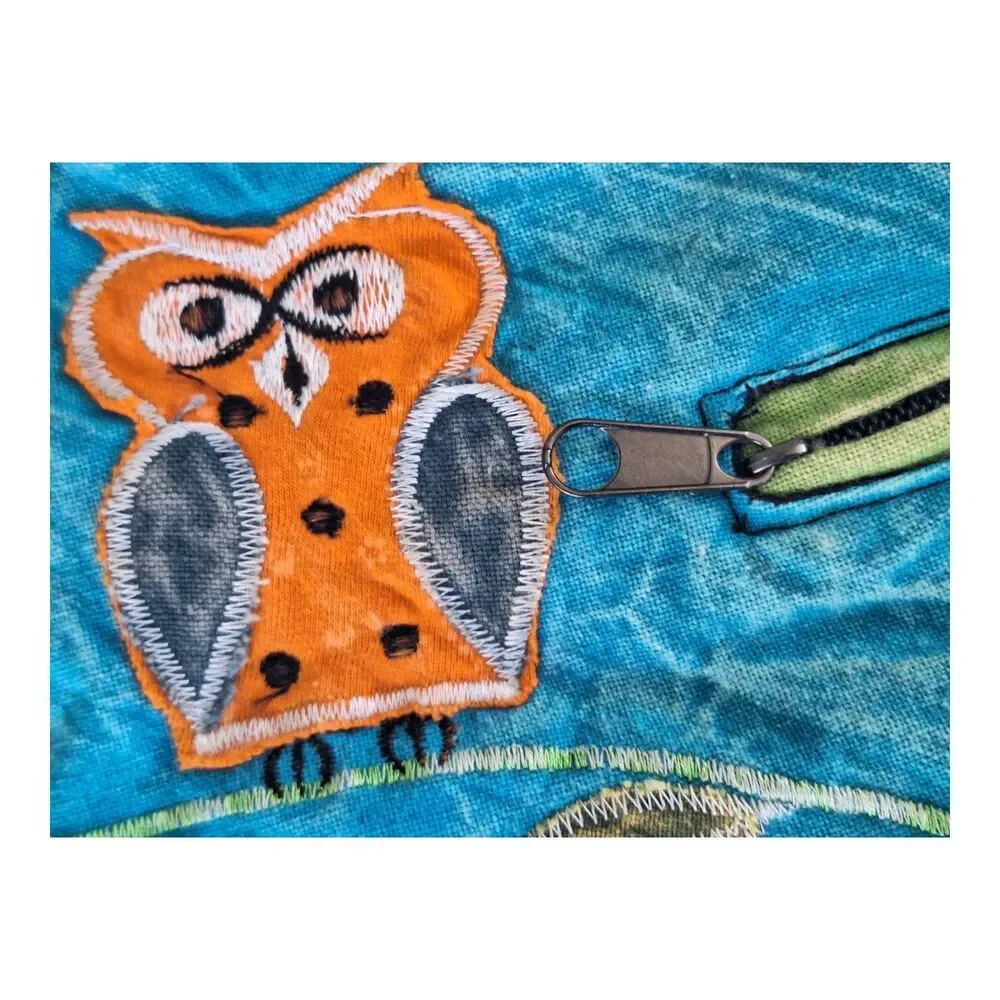Cotton Hobo Bag Hippie Boho Colorful NWT Owl Embroidery Beach Festival Slouchy